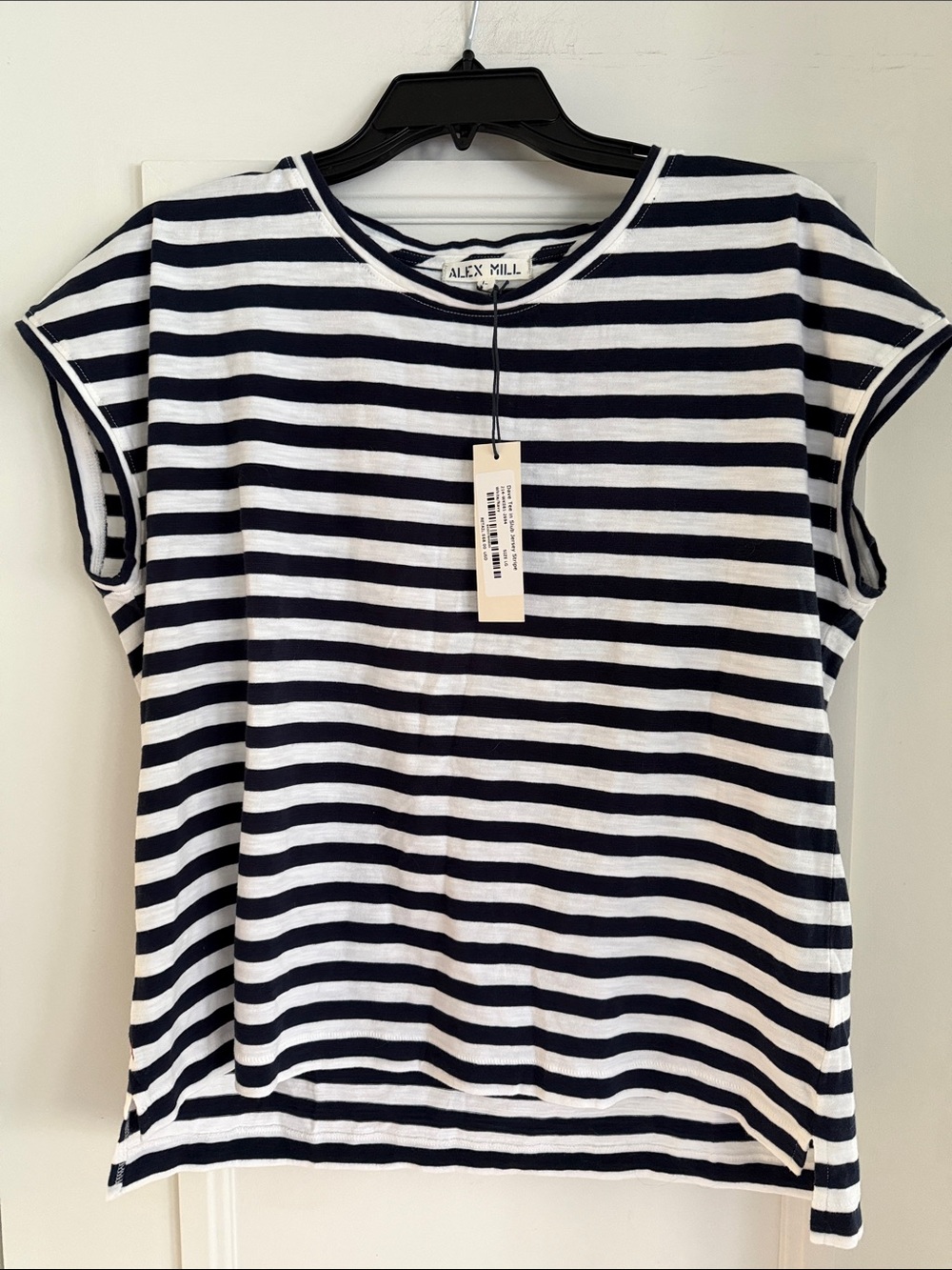 Alex Mill Navy & White Striped Cap-Sleeve Tee